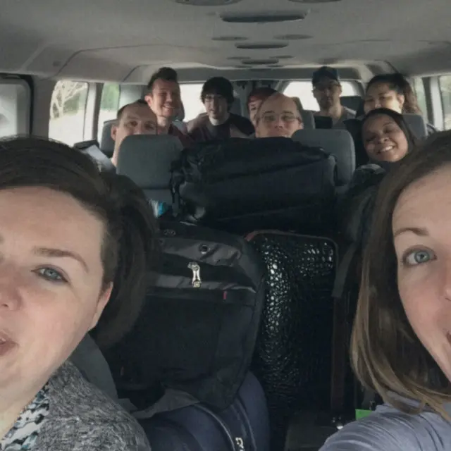 TaxJar team packed into a passenger van